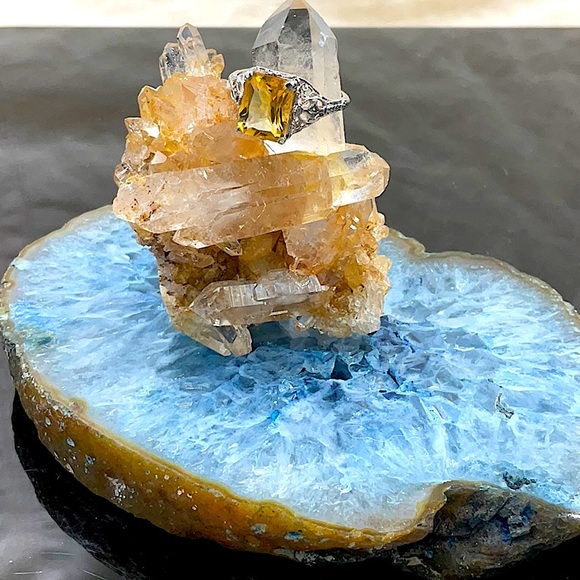 Vtg. Sterling Silver Citrine Ring Size 8 - Picture 5 of 8